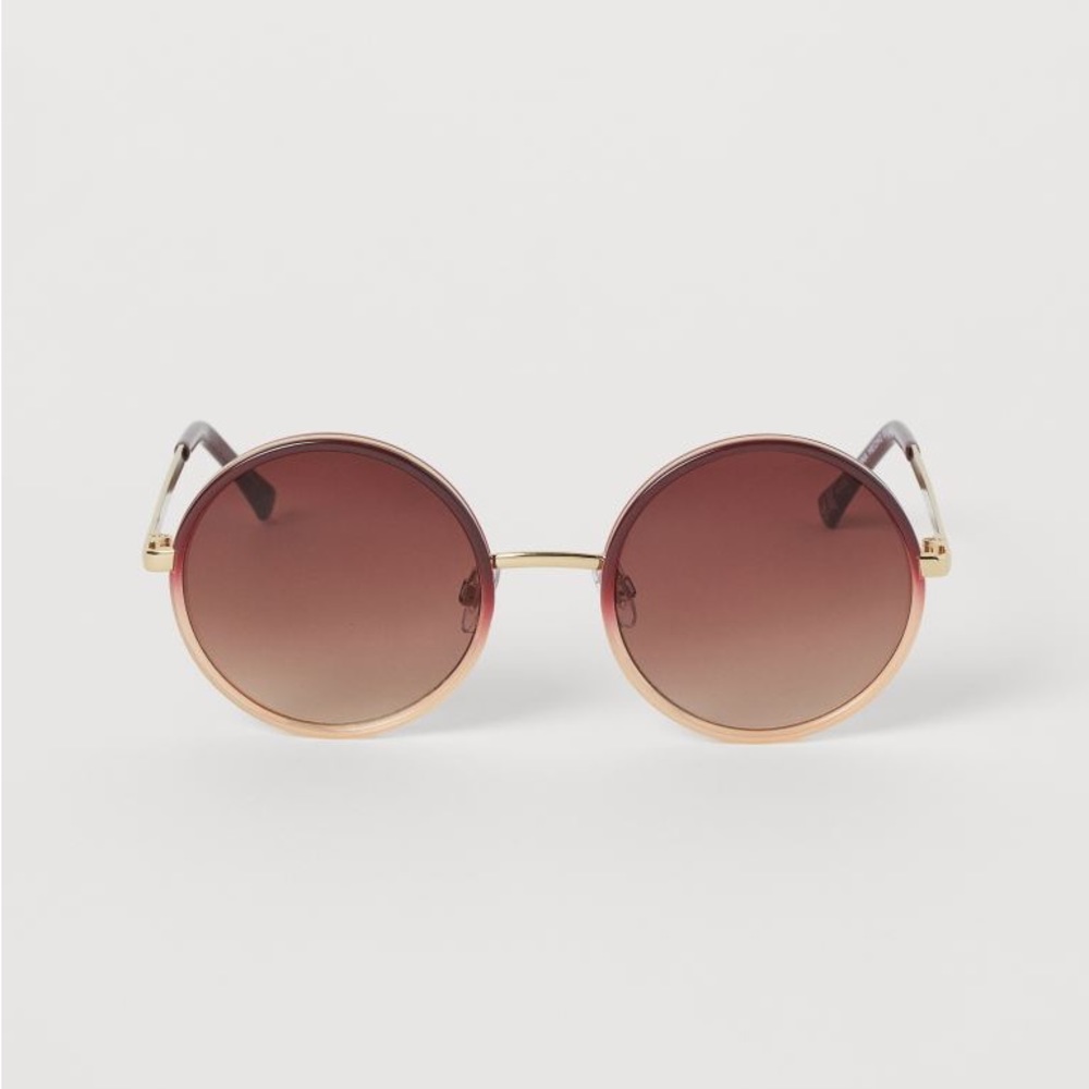H&M Burgundy/Gold Round Sunglasses